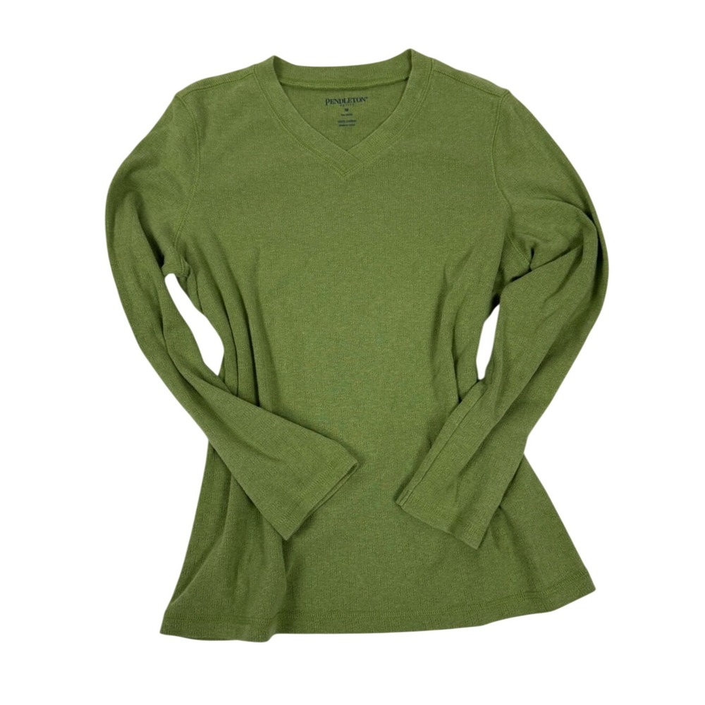 Pendleton Petite Green V-Neck Lightweight Sweater Medium